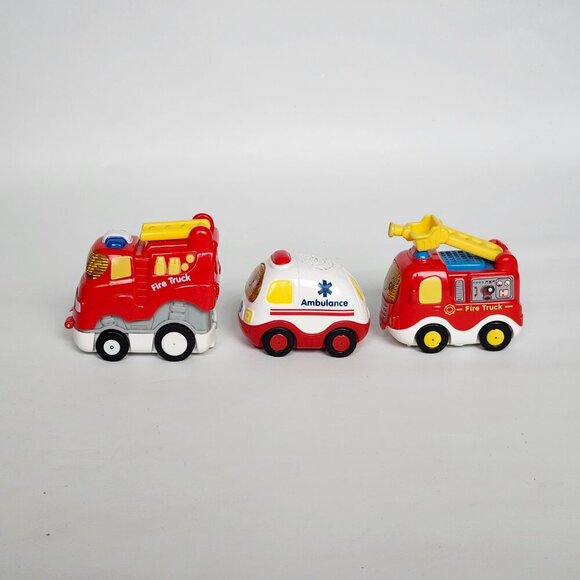 VTECH Go! Go! Smart Wheels Toy Lot of 3 Service Vehicles Fire Truck Ambulance - Picture 5 of 9